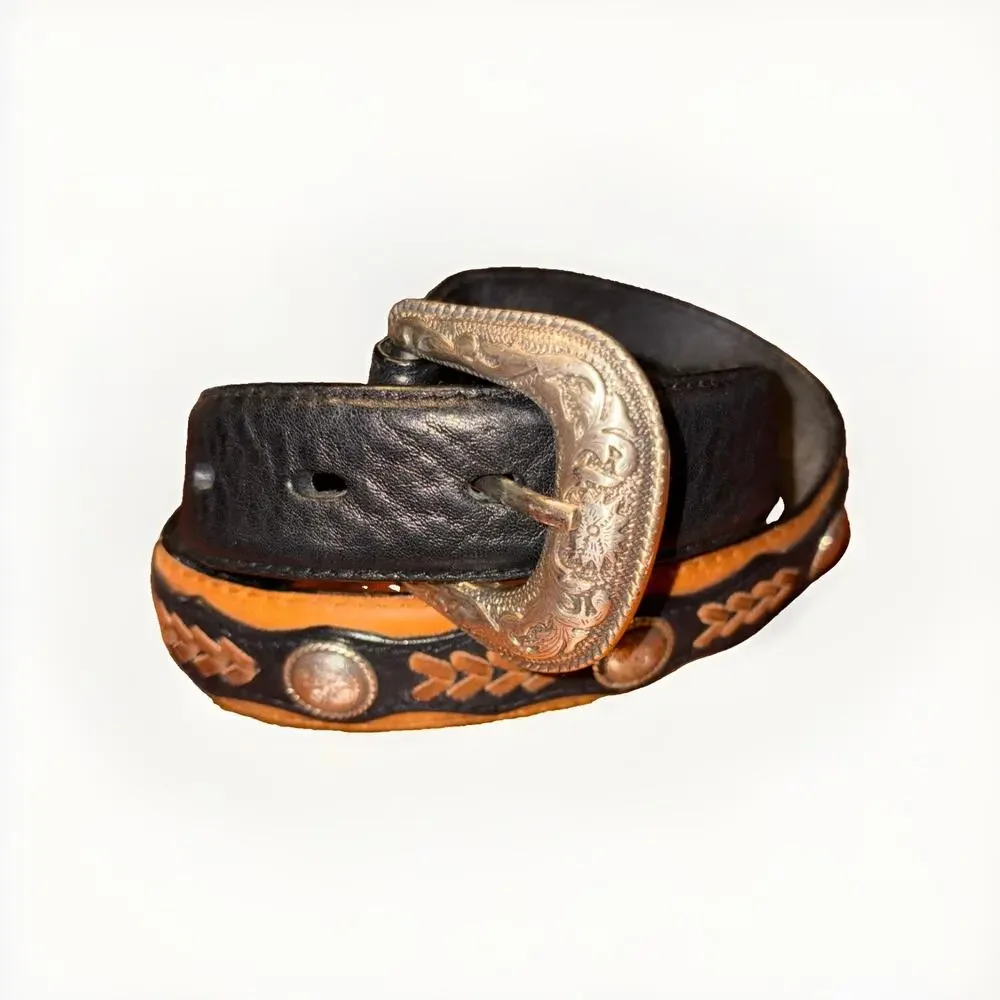 Double S Belt Collection Size 26 Concho Leather Southwestern Ranch Rodeo